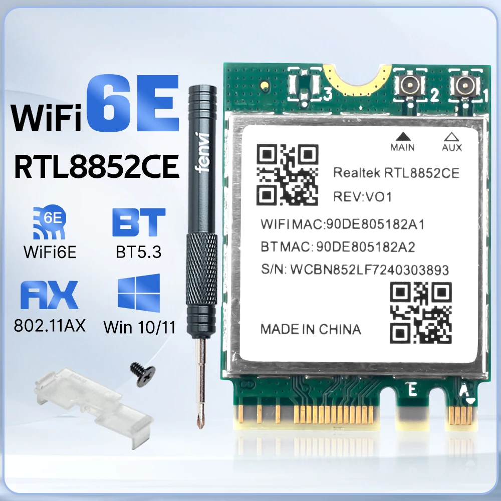 Wi-Fi 6E Realtek RTL8852CE WiFi-Netzwerkkarte 5374 Mbit/s BT5.3 802.11AX M.2 Wireless WiFi-Adapter AX5400 2,4 G/5 G/6 GHz für Win 10/11 Image
