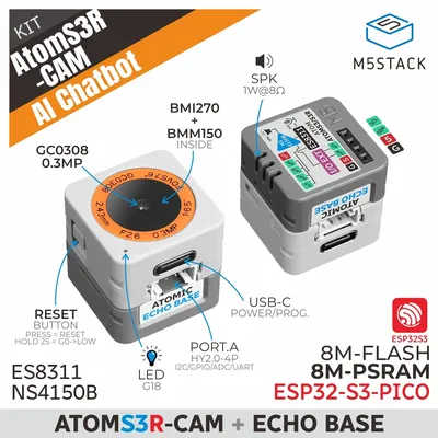 M5Stack Offizielles AtomS3R-CAM Al Chatbot Kit (8 MB PSRAM) Image