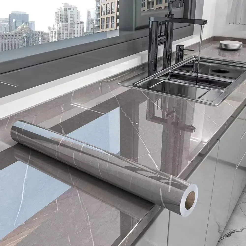 40 cm selbstklebende Wandtapete für die Küche, Marmormuster, PVC, Heimdekoration, ölbeständig, wasserdicht, luxuriöse Heimdekoration