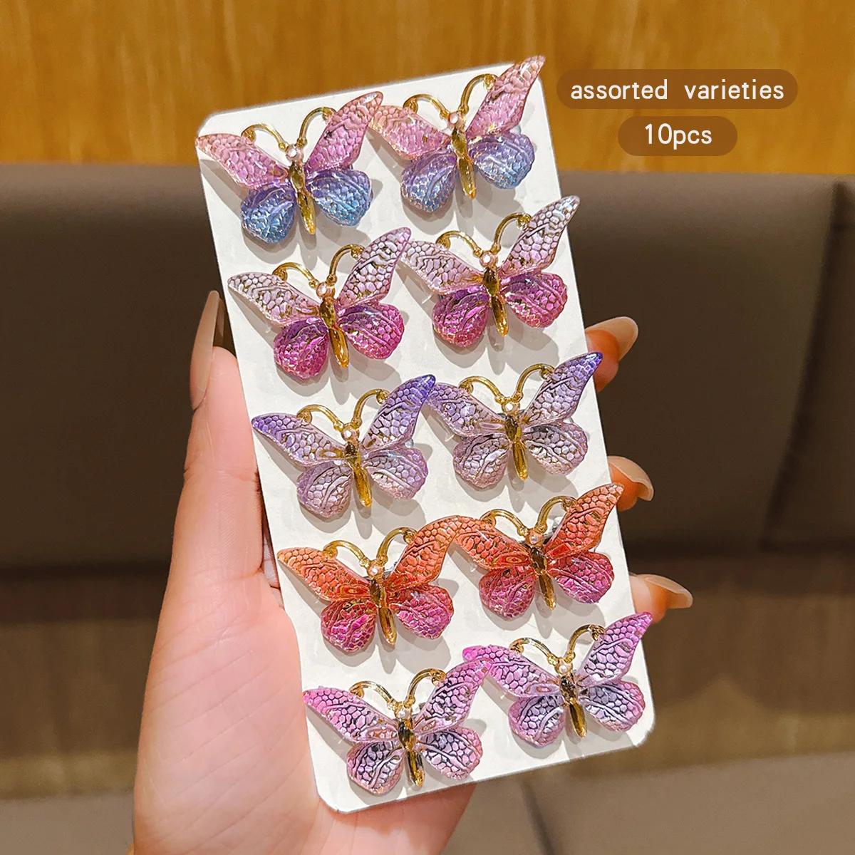 10-farbige, zufällige Schmetterlings-Haarspange mit Farbverlauf und Kopfbedeckung Image