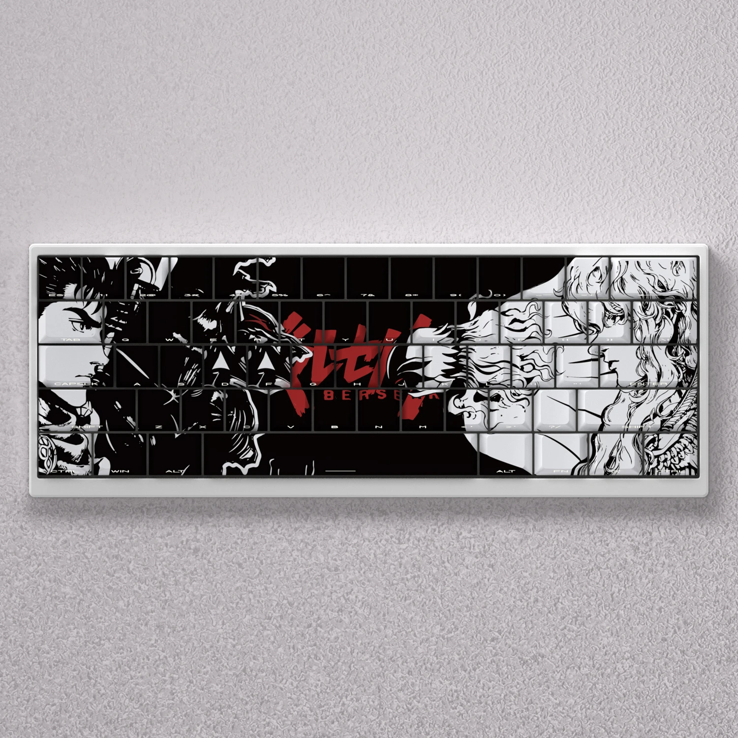 98 Tasten Berserk Tastenkappen Anime-Tastenkappen-Set Kirsche PBT gravierte Seite transparent 98 Tasten für mechanische Tastatur 61/65/68 Image