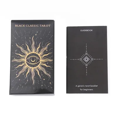 Black Classic Tarot Cards Deck 78pcs Fortune-Telling Game Set with Guidebook for Family Gatherings Image