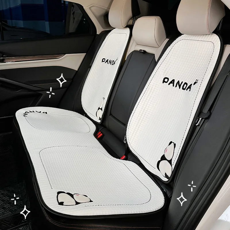 1PC Auto sitzkissen Niedlichen panda vier-saison universal cartoon auto anti-slip sitzkissen sommer eis seide atmungsaktive kühle kissen