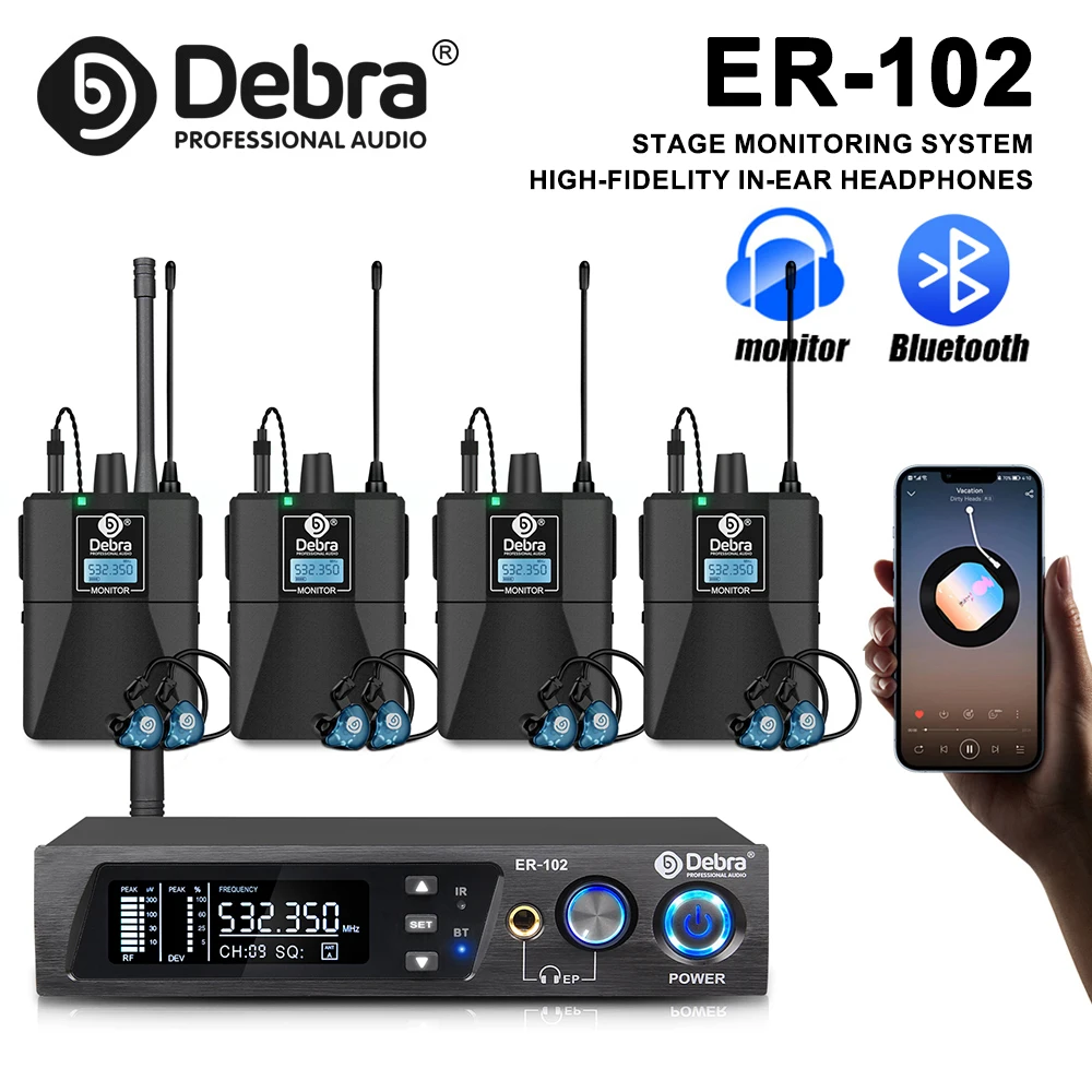 Debra ER-102 UHF-Einzelkanal-In-Ear-Bühnenmonitor-Funksystem mit mehreren Empfängern für kleine Bühnenauftritte Image