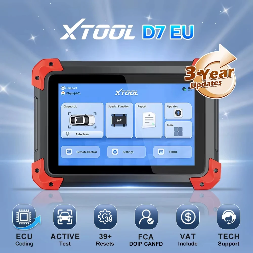 XTOOL D7 V2.0 Vollsystem-Autodiagnosegerät, ECU-Codierung, OBD2-Bidirektionalsteuerung, Scanner mit 36+ Resets, CAN FD, DOIP, FCA Autoauth, Schlüsselprogrammierung, Schlüssel hinzufügen, Auto-VIN, 7 Image