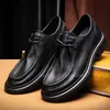 Schwarze Leder-Herrenschuhe, Retro-Schnürschuhe im britischen Stil, Lederschuhe, Herrenschuhe,