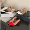 Elegante spitze Zehen, transparentes PVC, Herz, High Heels, Pantoletten, Slipper-Schuhe für Damen,