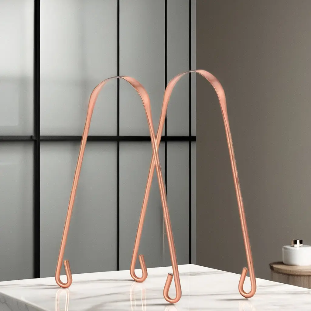 1PC/2 stücke Umweltfreundliche Kupfer Zunge Reiniger Wiederverwendbare Null Abfall Mundhygiene Zunge Schaber mit Breite Reinigung Span Image