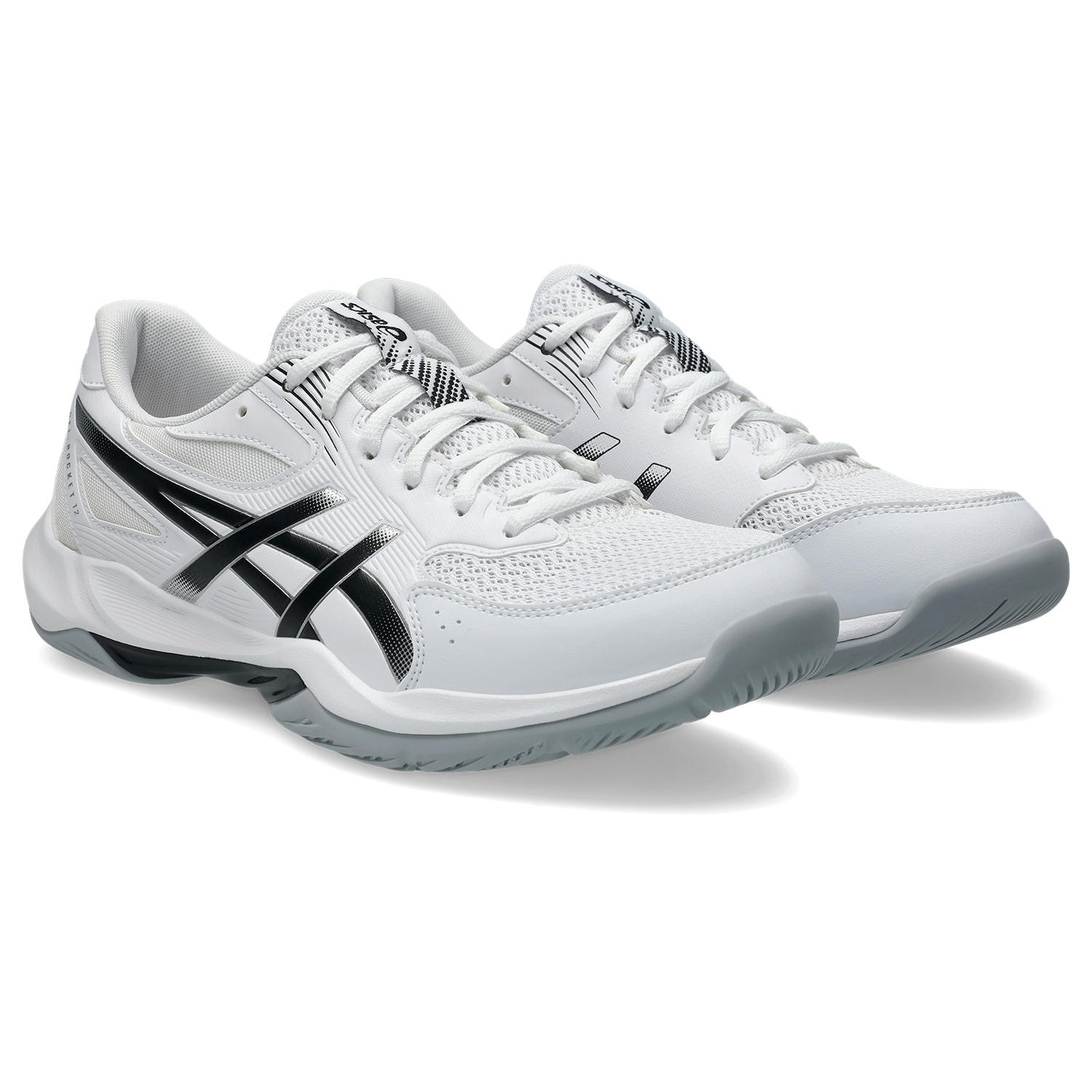 Hallenschuh ASICS "GEL-ROCKET 12", Herren, Gr. 46, schwarz-weiß (weiß, schwarz), Synthetik, Schuhe Hallenschuh