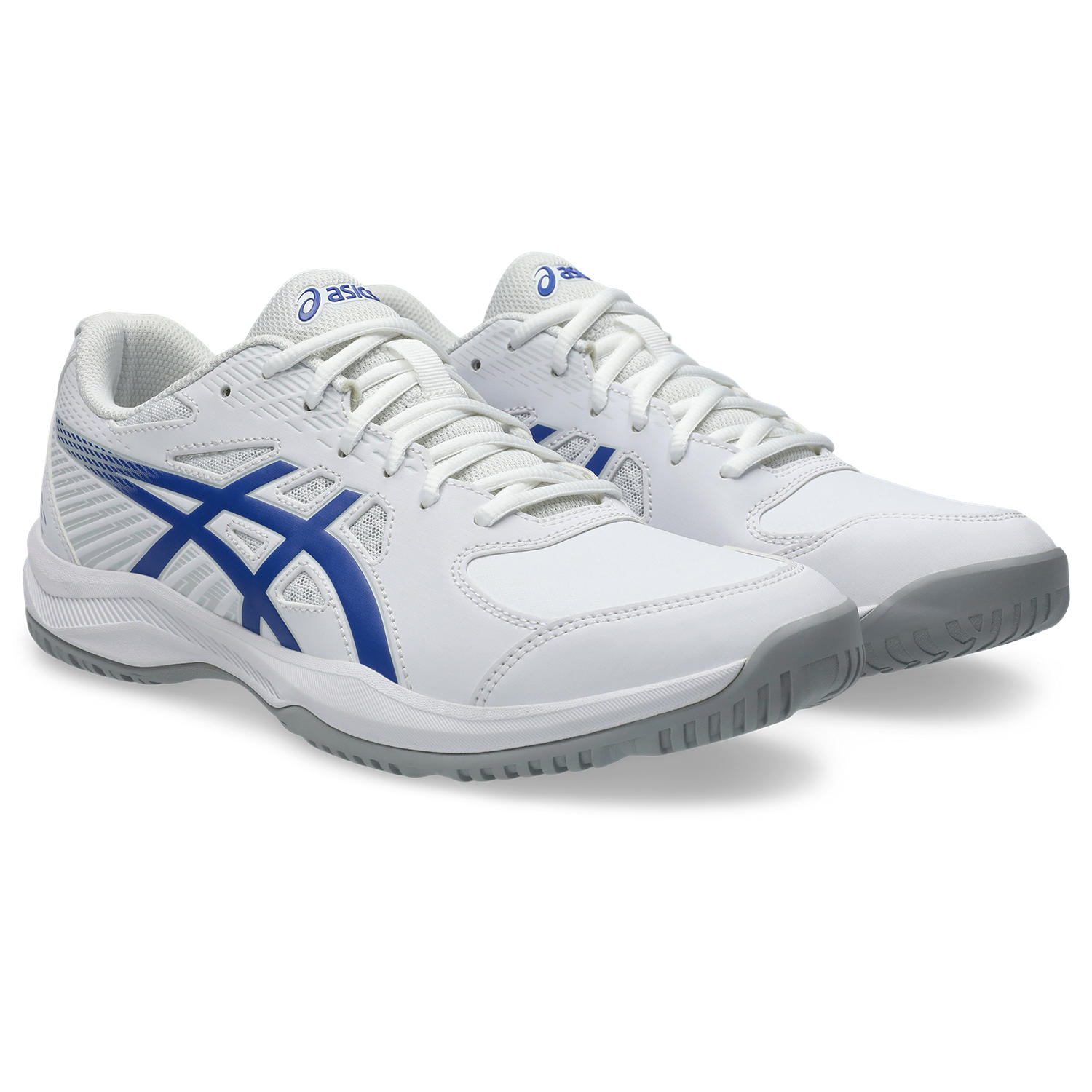 Tennisschuh ASICS "COURT SLIDE 4", Herren, Gr. 45, weiß (weiß, schwarz cobalt), Synthetik, Schuhe, Multicourt-Schuhe