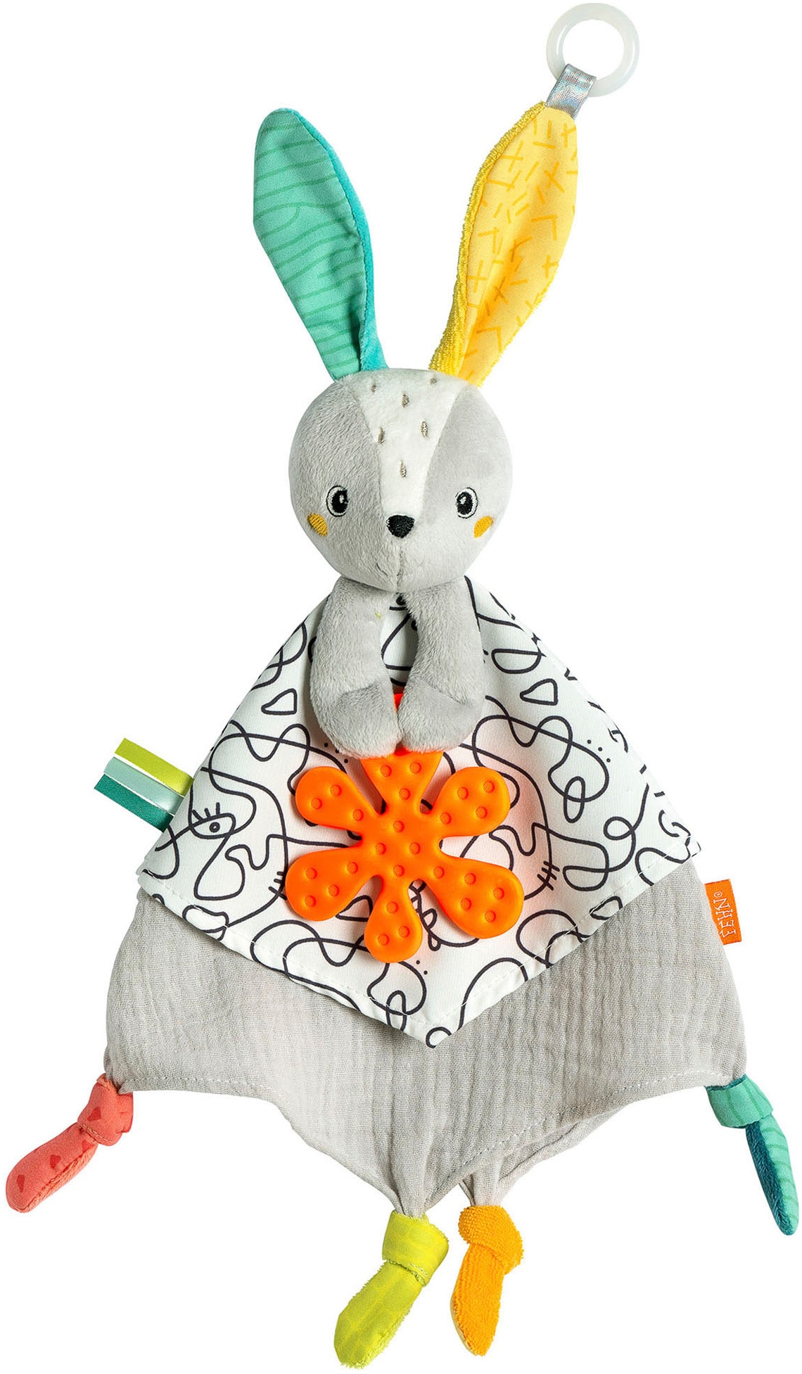 Schmusetuch FEHN "DoBabyDoo, Hase", Baby, bunt, Schnuffeltücher, mit Befestigungsring für Schnuller Image