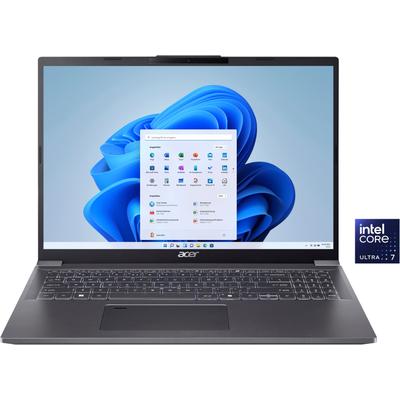 ACER Notebook "Aspire 16 A16-71M", grau (steel grau), 16 GB RAM 512 GB SSD, Core Ultra 7, Windows 11 Home (64 Bit), Notebooks