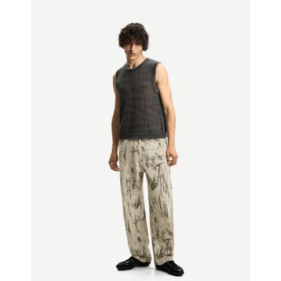 Bershka Baggy Printed Jeans Men 30 Green