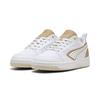Sneaker PUMA "Rebound v6 Aqua Metallics Sneakers mit niedrigem Schaft", Gr. 41, weiß (weiß gold alpine snow), Obermaterial: Synthetik, Textil; Futter: Textil; Innensohle: Textil; Laufsohle: Gummi, Schuhe