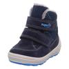 Winterboots SUPERFIT "GROOVY 2.0 WMS: Mittel", Kinder, Gr. 27, blau (dunkelblau), Veloursleder, Polyester, casual, Schuhe, Snowboots mit GORE-TEX, Größenschablone zum Download