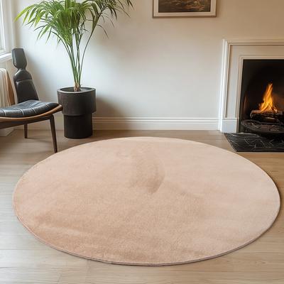 Teppich AYYILDIZ TEPPICHE "JOY 1400", beige, H:11mm Ø:200cm, Polyester, Teppiche, uni Kurzflor, Wohnzimmer, viele Größen Image