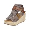 Keilsandalette BLOWFISH "Blowfish Sandalen Lederimitat/Textil", Damen, Gr. 40, braun (braun, grau), Lederimitat, Textil, casual, Schuhe