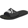 Badesandale PUMA "PURECAT", Gr. 47, schwarz-weiß (schwarz, weiß), Synthetik, sportlich, Schuhe Badelatschen Pantolette