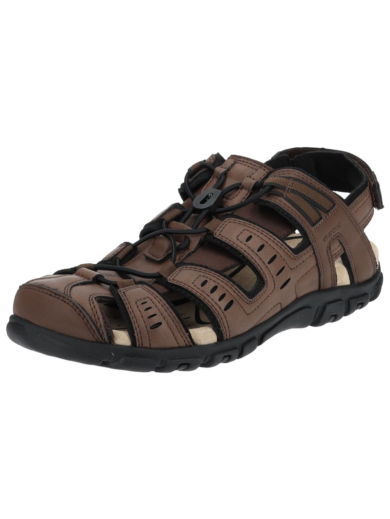 Sandale GEOX "Geox Wanderschuhe Lederimitat", Damen, Gr. 47, braun (dunkelbraun), Lederimitat, Schuhe Sandale