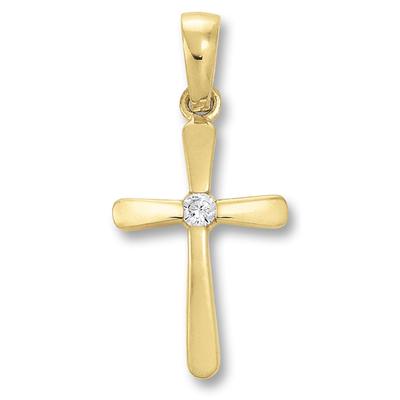 Ketten-Anhänger ONE ELEMENT "Zirkonia Kreuz Anhänger aus 333 Gelbgold", gold, Schmuckanhänger, Damen, Gelbgold 333-Gold, Gelbgold 333, Gold, für Damen – elegant, modern & vielseitig kombinierbar Image
