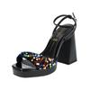 High-Heel-Sandalette BUFFALO "Buffalo Sandalen Textil", Damen, Gr. 40, schwarz multi, Textil, casual, Schuhe