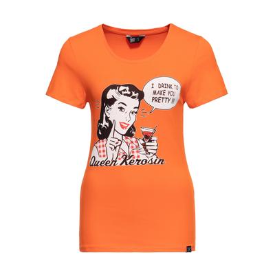 Queen Kerosin Damen Print T-Shirt I Drink to make you pretty orange Image