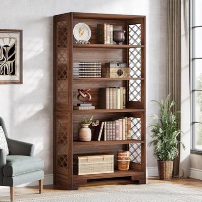 Tribesigns Bücherregal, 180cm hohes Vintage- Standregal, 6-stöckiges Bücherregal Holz,mit offenen Image