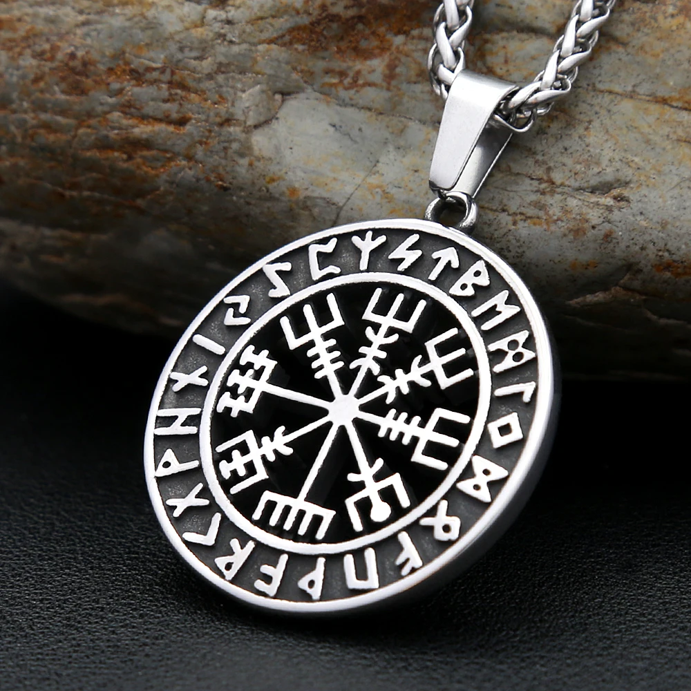 Nordic Vintage Viking Amulett Halskette Edelstahl Kompass Anhänger Für Männer Frauen Einzigartige Punk Einfache Schmuck Geschenk Dropshipping Image
