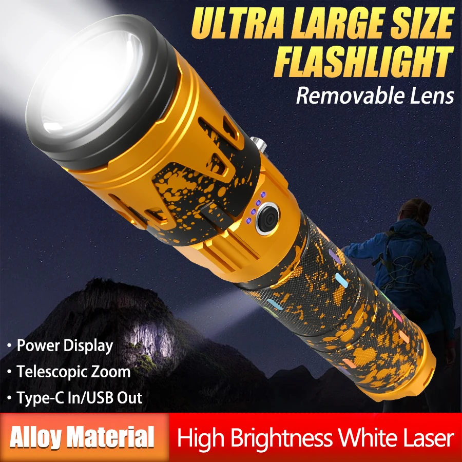 Ultra leistungsstarke Taschenlampe, konzentrierende Zündung, wasserdicht, militärische taktische Lampe, Outdoor-Camping-Abenteuer-Taschenlampe Image