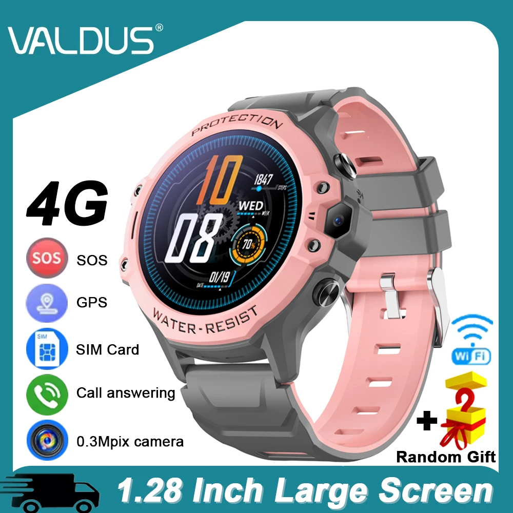 VALDUS 2025 Neue VK 55 4G Kinder Smartwatch SOS Notruf GPS Elektronische Zaun 0,3 Mpix Kamera SIM Karte Kinder Smartwatch Image