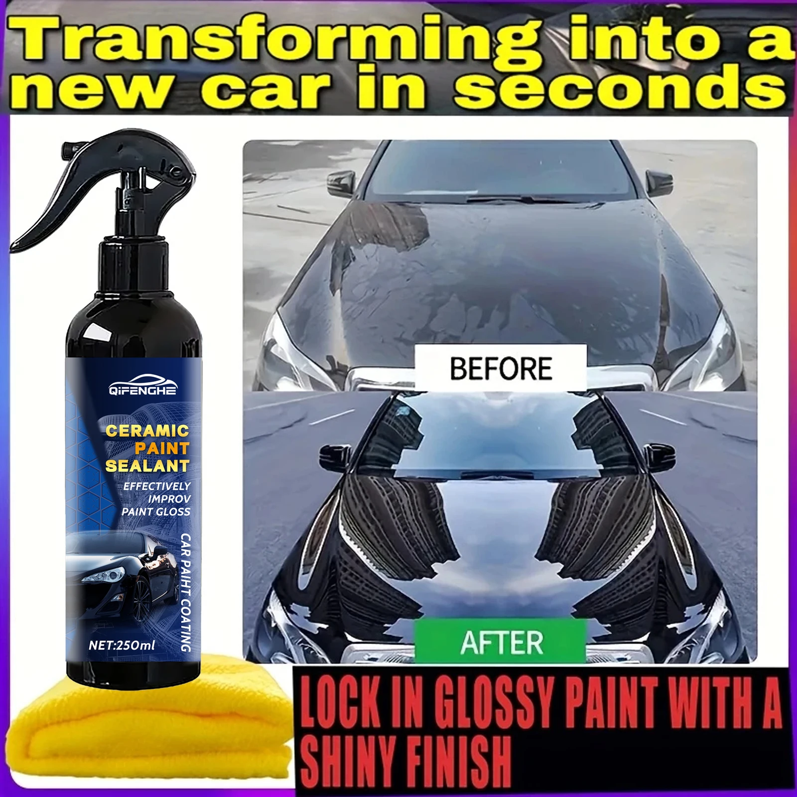 Fortschrittliches Keramikbeschichtungsspray – 3-in-1-Multifunktions-Farbregenerator, hochgeschütztes hydrophobes Beschichtungswachs und Glas Image