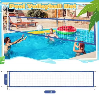 Swimming Pool Volleyball Net 15 X 3FT Nylon Portable Volleyball Net Replacement Accessories Professional Swimming Pool Supplies