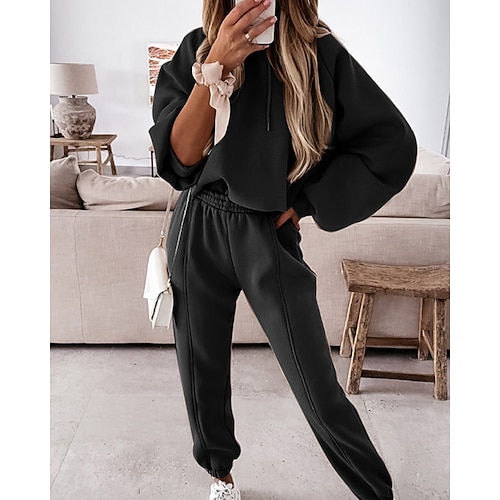 Per donna Tuta da Ginnastica Pantaloni da Tuta Pizzo Tasca Tinta unita Completo Abbigliamento Autunno Nero Bianco Spandex Palestra Athleisure Corsa Calore Termico Antivento Manica Lunga Sport