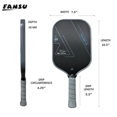 USAPA Approved Ben Johns Perseus CFS 16mm Thermoforming 3 Layer T700 Raw Carbon Fiber Pickleball