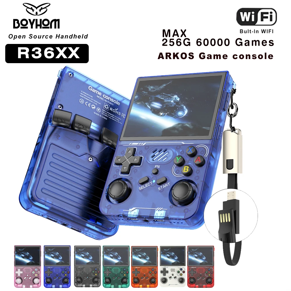 Neue aktualisierte R36XX Retro Handheld-Spielekonsole Linux ARKOS System Tragbarer Taschenvideoplayer Wi-Fi für PS1 PSP N64 GBA-Spiele Image