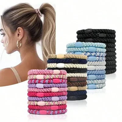 10Pcs/Set High Elasticity, Non-Destructive Headband, High Ponytail, Colorful Braided Rubber Band Headband, Braided Headband