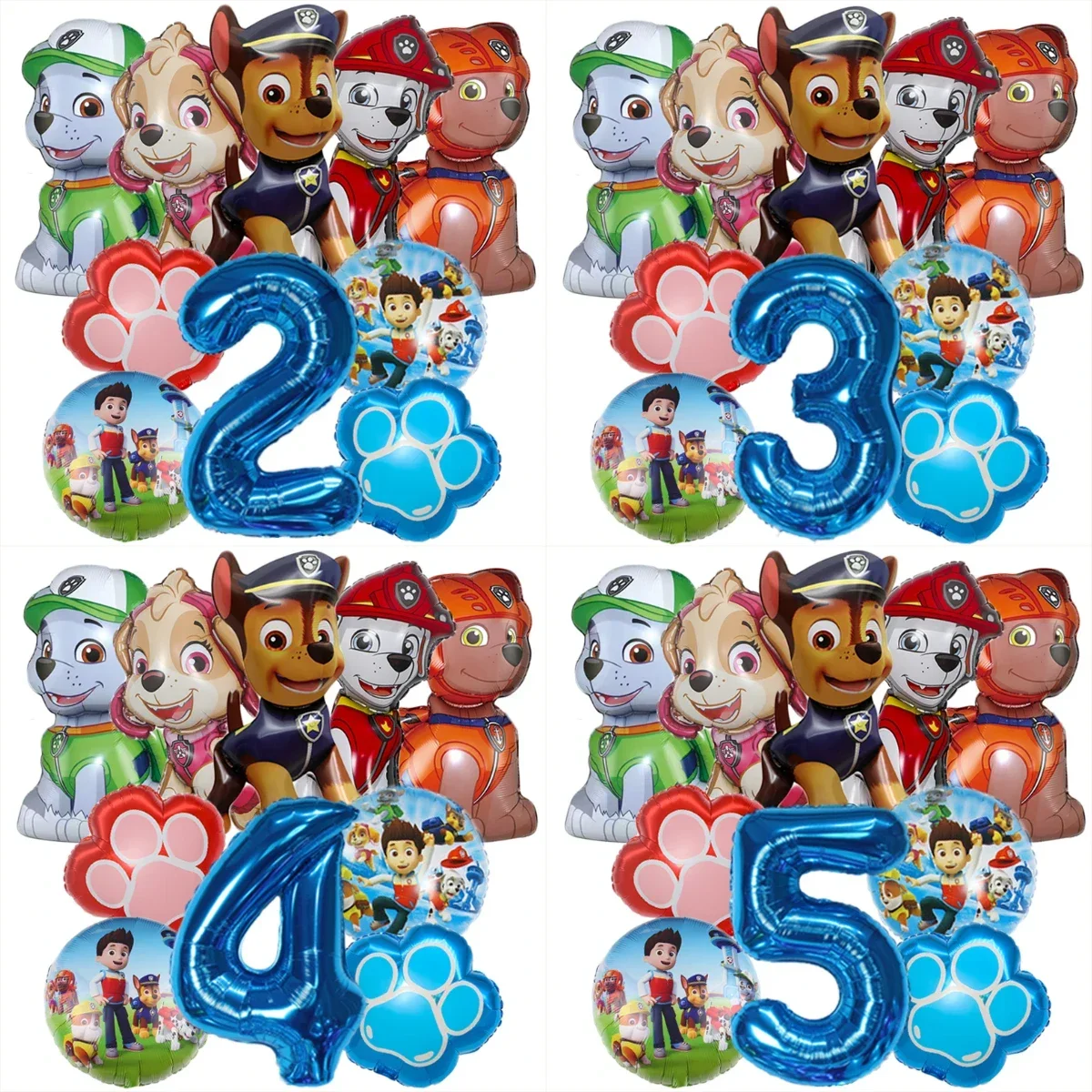 10 stücke Cartoon Paw Patrol Thema Folie Ballon Anzahl Ballon Kinder Geburtstag Party Dekoration Baby Geschenk Party Chase Skye Ballon Image