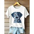 Per donna Maglietta Grafico Animale Cane Vintage Elegante Classico Manica Corta Girocollo Top Regolari Quotidiano Weekend Stampato Nero Bianco Rosa Blu Verde Estate Primavera