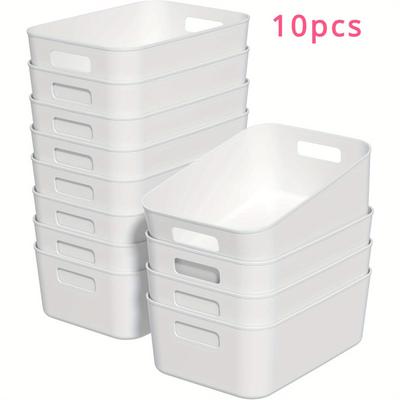 TEMU 10pcs Multifunctional Storage Box Set - Office Supplies, Cosmetics, Snacks, Etc. - Durable Plastic Organizer Boxes Suitable For Kitchen, Bathroom, And Dormitory Image