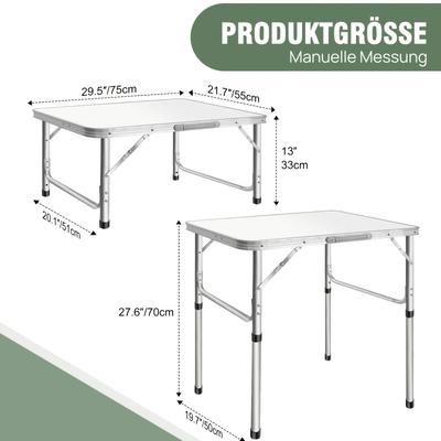 TEMU Side Table Portable Folding Camping Table, Folding Computer Desk 2ft Small Lightweight Laptop Table With 2 Adjustable Height