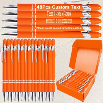 TEMU With 48 Customized Orange Ballpoint Pens, Sunny Laser Engraved With Commemorative Words For Gift Pens Advertising Marketing Image