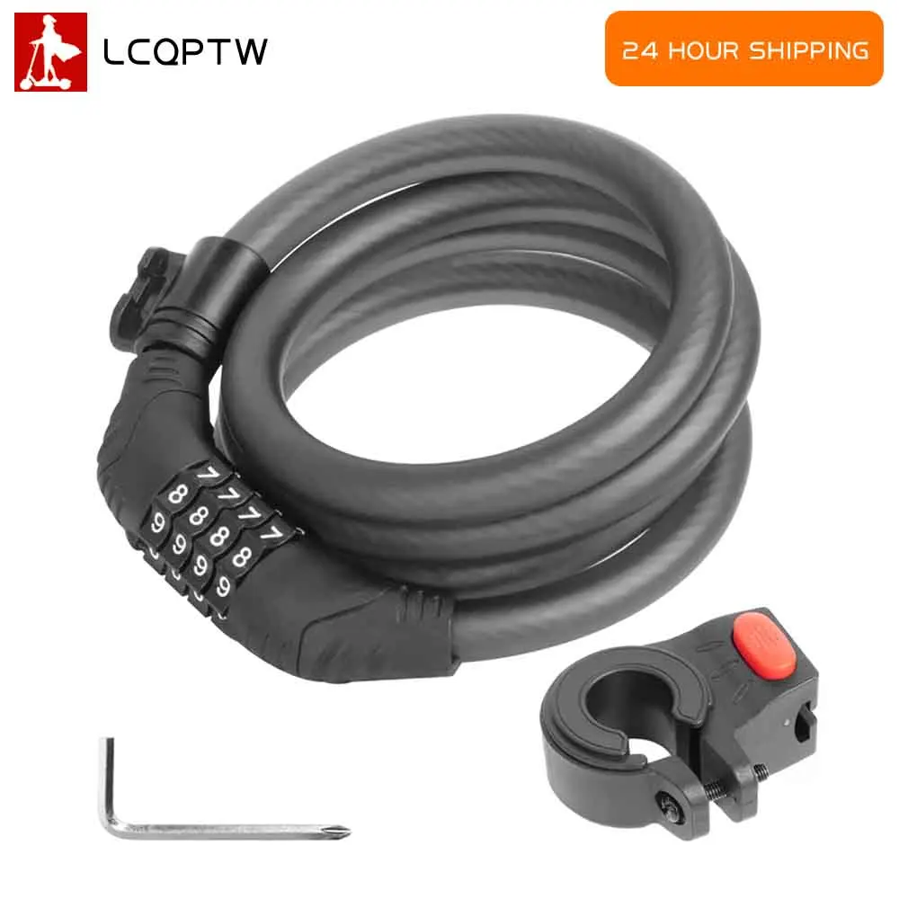 Elektrische Roller 4-stellige Zahlenschloss Diebstahlsicherung Für Xiaomi M365/Pro2/pro/Max/Ninebot F20 F30 12 Stahl Kabel Schlösser Image