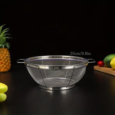 TEMU Stainless Steel Filter Set With Reinforced Mesh Strainer, Handle Included, For Pasta, Vegetables, Rice, And Fruits. Kitchen Utensil Colander And Sieve Image