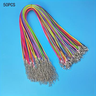 TEMU 50pcs Adjustable Braided Wax Rope Necklaces With Lobster Clasps - Colorful Leather Cord Chains For , Crafts, Weddings & Gifts (), Jewelry Making Supplies Image