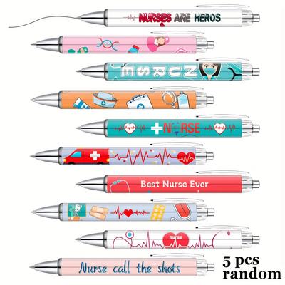TEMU 5/10/20/30pcs Nurse-themed Ballpoint Pens, Lovely Cartoon Nurse Pens, Cute Retractable Nursing Pens, Funny Ink Ballpoint Pens For Medical , Students, Workers, Office Nurse Appreciation Gifts Image
