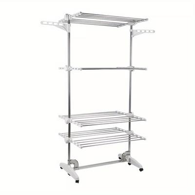 TEMU Clothes And Hat Rack, Foldable Clothes Drying Rack, Space-saving Clothes Drying Rack, Foldable Legs, 6 Wheels, 3 Clothes Rack Image