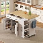 Hauss Spole - Desserte de cuisine à roulettes 120×40/65×90 cm, 2 tiroirs, 2 portes, meuble cuisine,