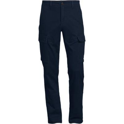 Everyday Stretch Cargo Trousers, Straight Fit, Men, size: 36 34, regular, Blue, by Lands' End