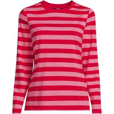 Long Sleeve Supima Cotton Crew Neck Top, Women, size: 16-18, regular, Pink, by Lands' End