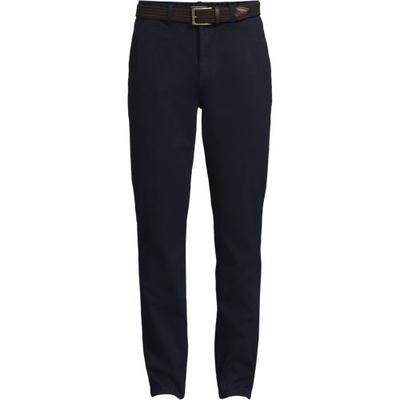 Belted Textured Chinos, Straight Fit, Men, size: 36, regular, Blue, Cotton/Lyocell/Cotton-blend, by Lands' End